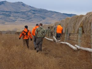 A group of veterans walking out to a hunt